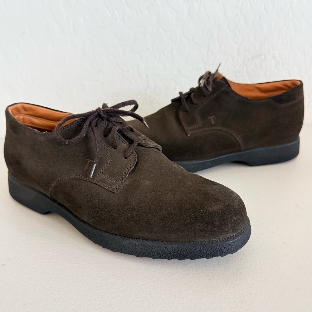 Tod's Brown Suede Lace Up Derby Shoes EU38 US 7
